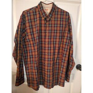 Wrangler Authentic Men's LT red, blue and tan dress shirt/button up w/pockets
